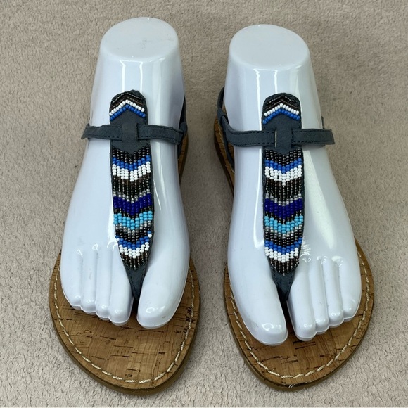 GH Bass & Co Beaded T-Strap Sandals-Blue/Gray-Womens 7-Summer-Spring-Casual-Cute - Picture 5 of 10